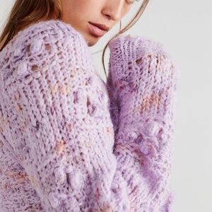 Free People Sunset Cloud Lilac Textured Knit Sweater